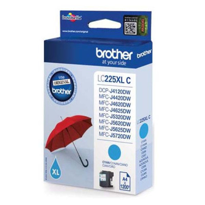 Brother LC-225XLC, originální inkoust, azurový, 1200 stran