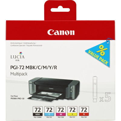 Canon PGI-72CMYKR (6402B009), originální inkoust, CMYKR, 5 × 14 ml, 5-pack