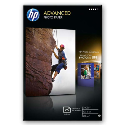 HP Advanced Glossy Photo Paper, foto papír, lesklý, zdokonalený, bílý, 10x15cm, 4x6