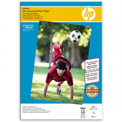 HP Advanced Glossy Photo Paper, foto papír, lesklý, zdokonalený, bílý, A3, 250 g/m2, 20 ks, Q8697A, inkoustový