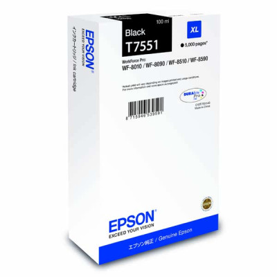 Epson T7551XL (C13T755140), originální inkoust, černý, 5000 stran (100 ml)