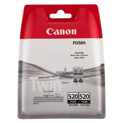 Canon PGI-520Bk (2932B009, 2932B019), originální inkoust, černý, 2 × 19 ml, 2-pack