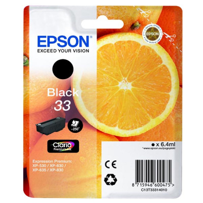 Epson T3331 (C13T33314010, T33), originální inkoust, černý, 6,4 ml