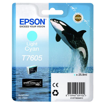 Epson T7605 (C13T76054010), originální inkoust, světle azurový, 25,9 ml