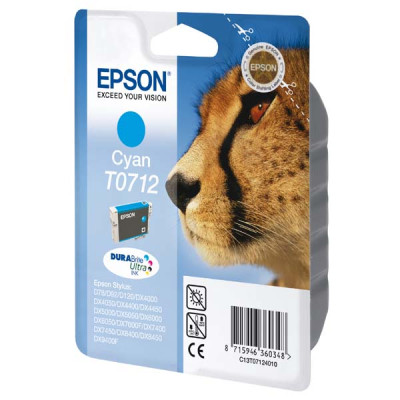 Epson T0712 (C13T07124012), originální inkoust, azurový, 375 stran (5,5 ml)