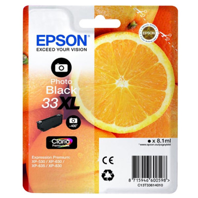 Epson T3361 (C13T33614010, T33XL), originální inkoust, photo černý, 8,1 ml