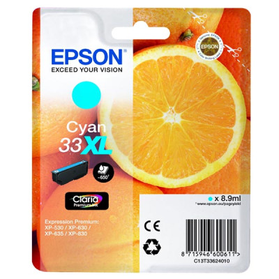 Epson T3362 (C13T33624010, T33XL), originální inkoust, azurový, 8,9 ml