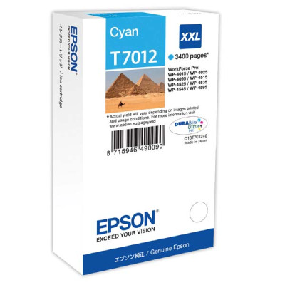 Epson T7012 (C13T70124010), originální inkoust, azurový, 3400 stran