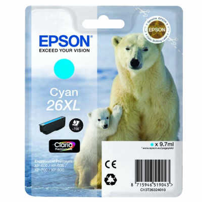 Epson T2632 (C13T26324012, 26XL), originální inkoust, azurový, 9,7 ml