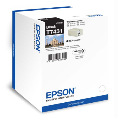 Epson T7431 (C13T74314010), originální inkoust, černý, 2500 stran (49 ml)