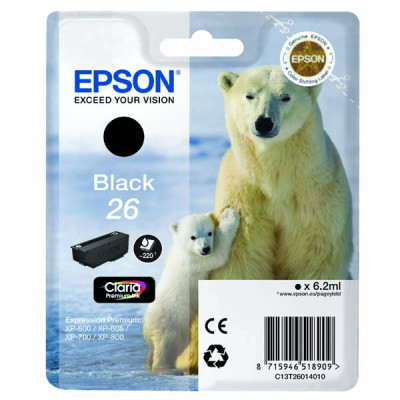 Epson T2601 (C13T26014010), originální inkoust, černý, 6,2 ml