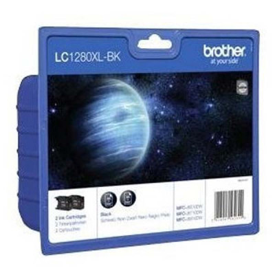 Brother LC-1280XLBKBP2, originální inkoust, černý, 2 × 2400 stran, 2-pack