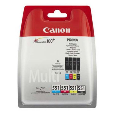 Canon CLI-551CMYK (6509B008), originální inkoust, CMYK, 4 × 7 ml, 4-pack