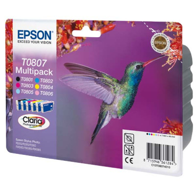 Epson T0807 (C13T08074011), originální inkoust, CMYK/LC/LM, 6 × 7,4 ml, 6-pack