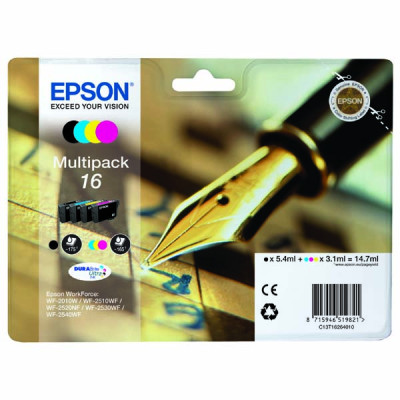 Epson T1626 (C13T16264010), originální inkoust, CMYK, 3 × 3,1 + , 4-pack