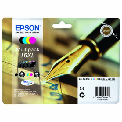 Epson T1636 (C13T16364010), originální inkoust, CMYK, 3 × 6,5 + , 4-pack