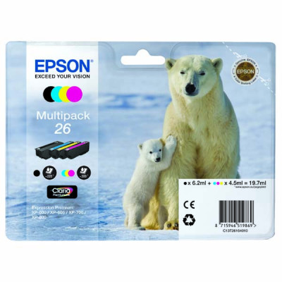 Epson T2616 (C13T26164010), originální inkoust, CMYK, 3 × 4,5 + , 4-pack