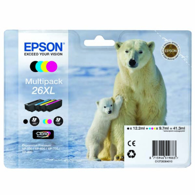 Epson T2636 (C13T26364010), originální inkoust, CMYK, 3 × 9,7 + 1x 12,2 ml, 4-pack