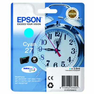 Epson T2702 (C13T27024010), originální inkoust, azurový, 3,6 ml