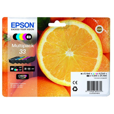 Epson T3337 (C13T33374010, T33), originální inkoust, CMYK, 6,4 ml + 4 × 4,5 ml