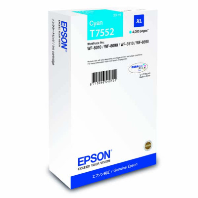 Epson T7552XL (C13T755240), originální inkoust, azurový, 4000 stran (39 ml)