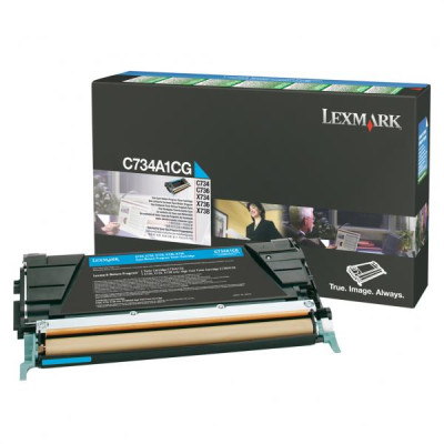 Lexmark C734A1CG, originální toner, azurový, 6000 stran